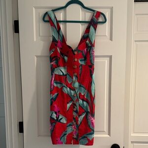 FARM Rio Red and Green Floral Mini Dress